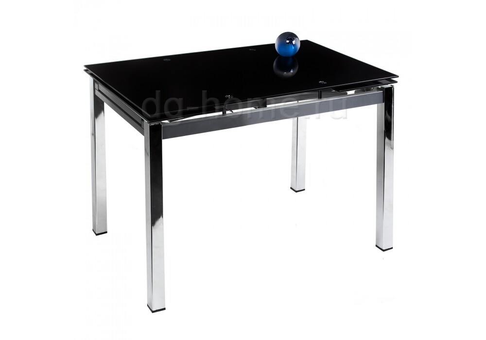 Обеденный стол раздвижной стеклянный черный 110-170 см Kvadro