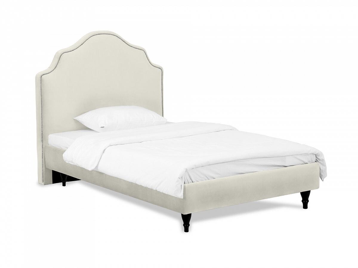 Кровать полутораспальная с мягким изголовьем на деревянных ножках 120х200 см белая Princess II L