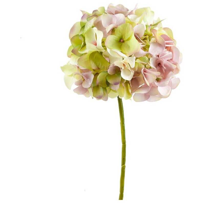 Искусственный цветок из шелка 50 см зеленый, розовый &quot;Гортензия&quot;