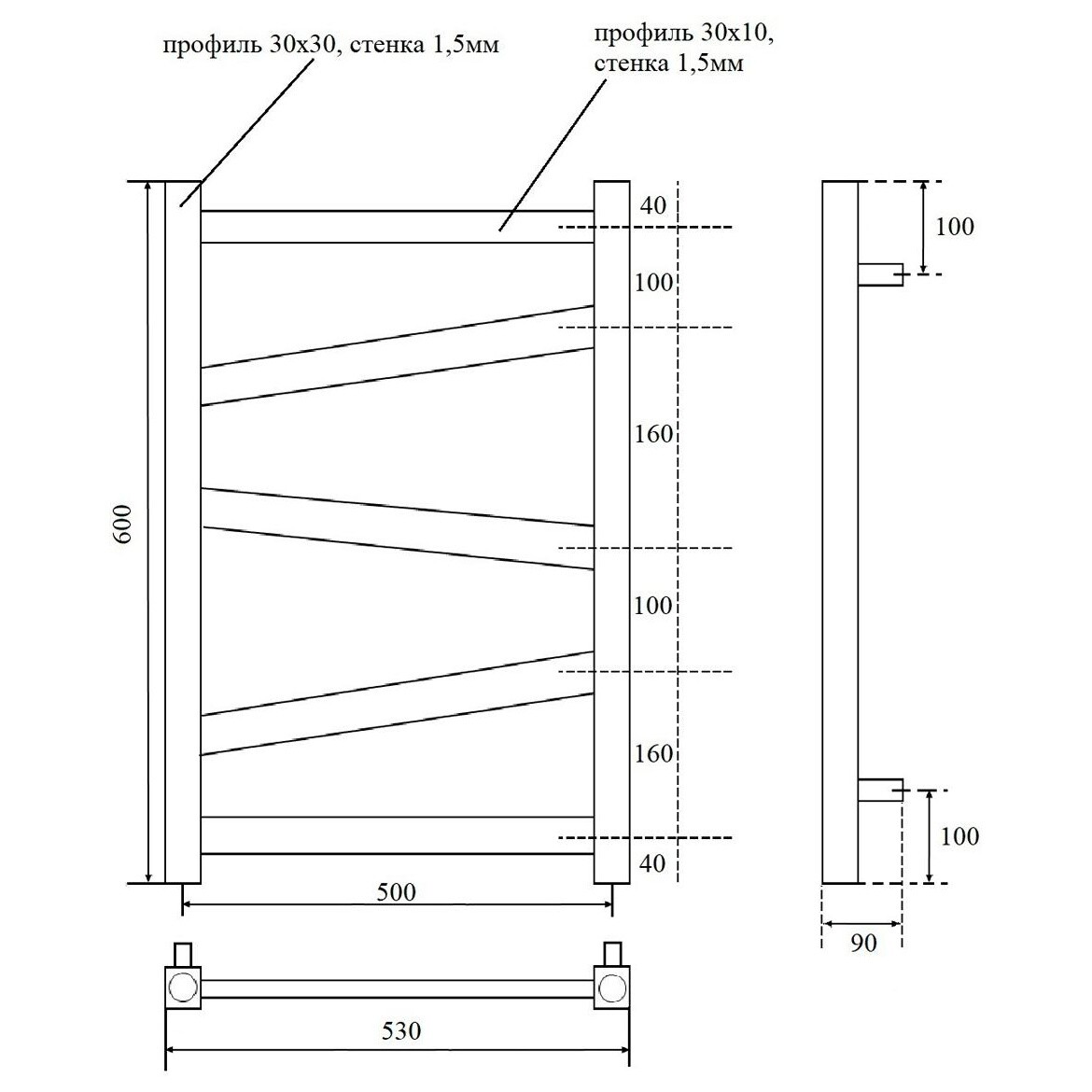 Полотенцесушитель водяной 50х60 см белый Point "Феникс" PN15156W П5 - изображение 5