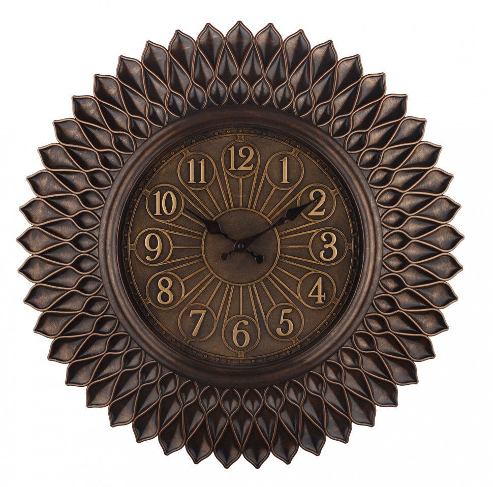 Часы настенные пластиковые 56 см темно-коричневые с черным Aviere