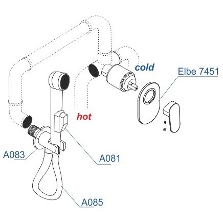 Гигиенический душ с встраиваемым смесителем черный Wasserkraft A117451 - изображение 5