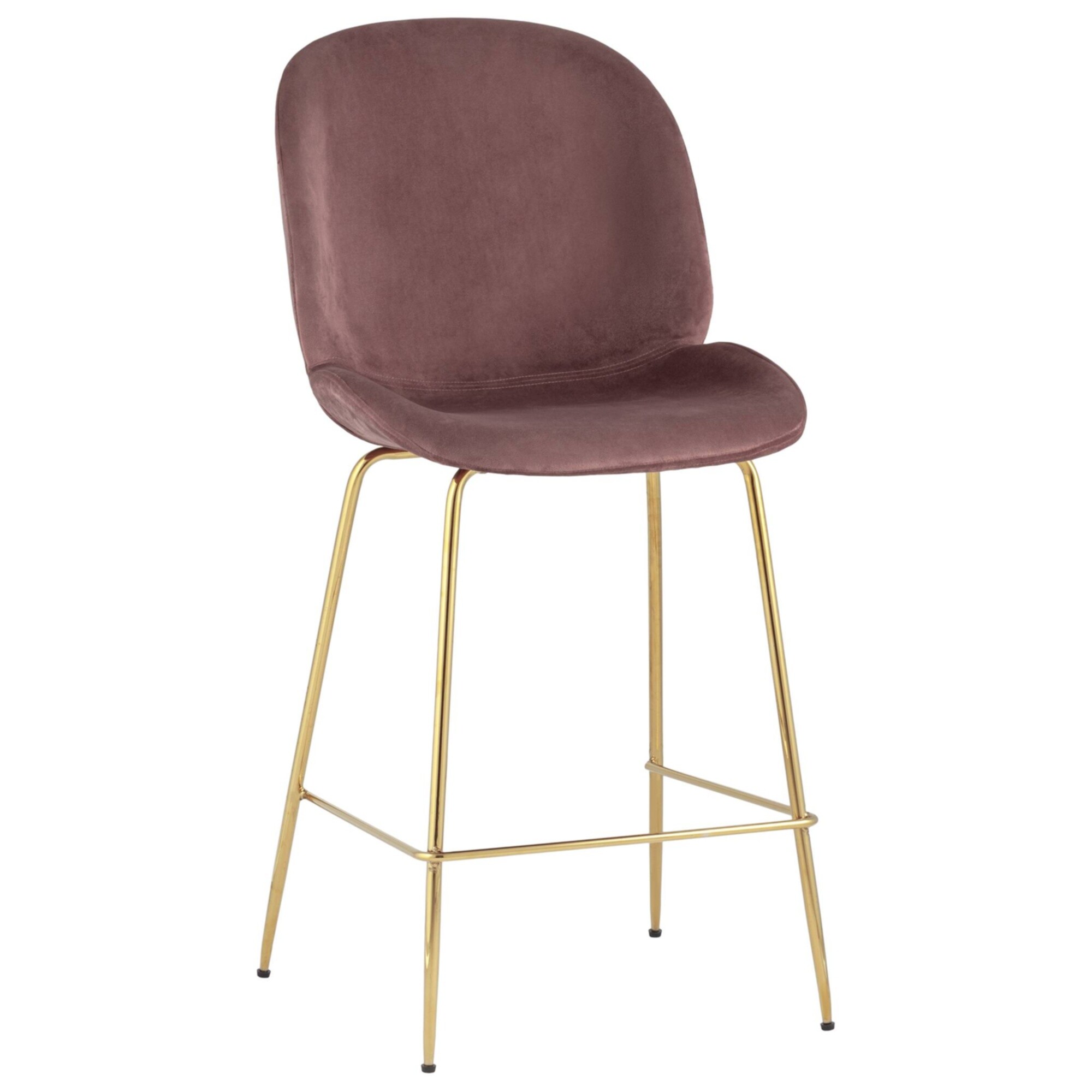 Полубарный стул с золотыми ножками темно-розовый Beetle