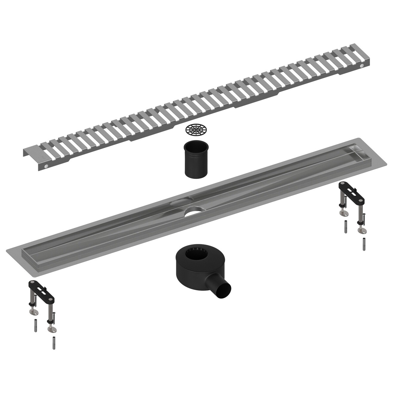 Душевой лоток с вставкой &quot;lines&quot; хром Timo Drain System 700