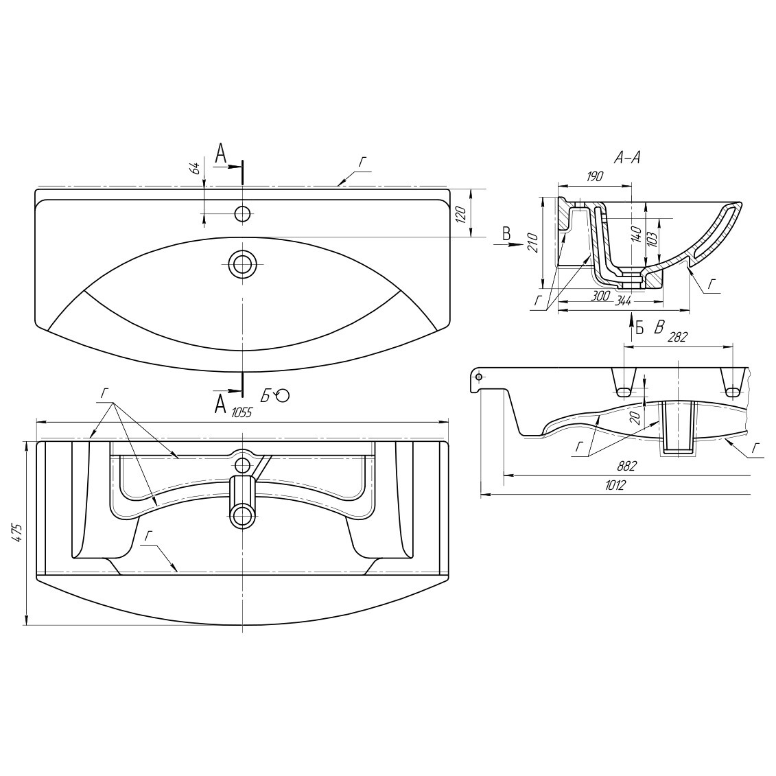 Умывальник мебельный белый Dreja "Лагуна 105" 191683 - изображение 4