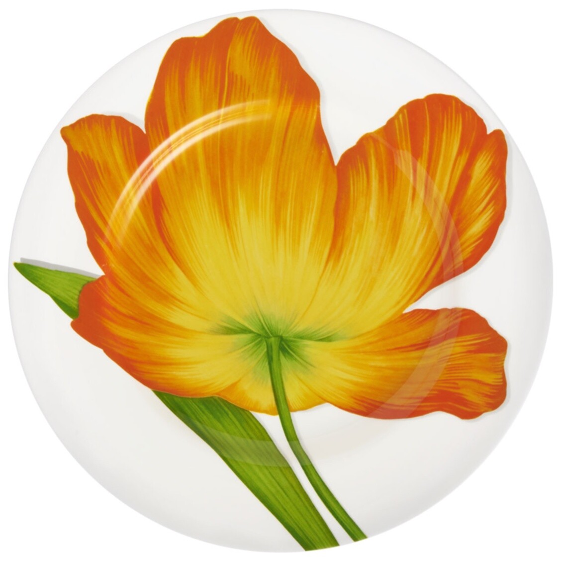 Тарелка фарфоровая обеденная 27 см оранжевая Flower