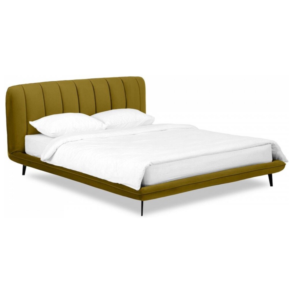 Кровать двуспальная 180х200 см велюр оливковая Amsterdam