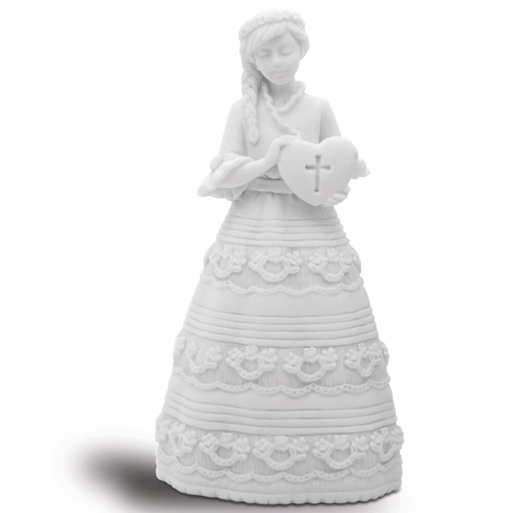 Статуэтка искусственный камень белая &quot;Девушка на причастии (мини)&quot;