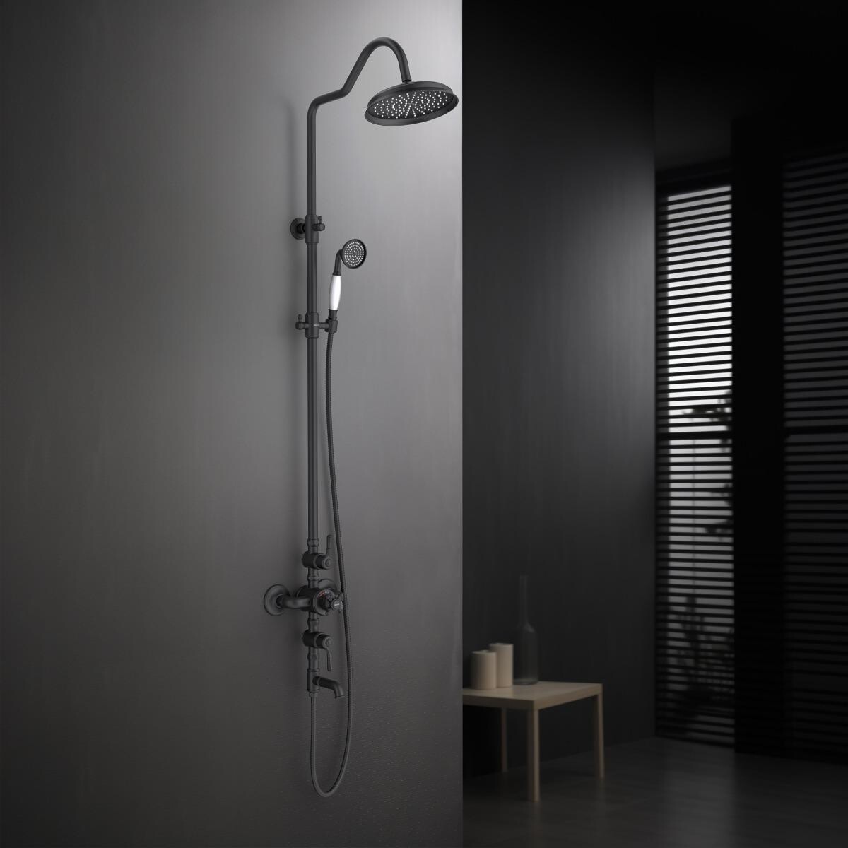 Душевой комплект с лейкой, тропическим душем и смесителем черный Aquatek "Классик" AQ2543MB - изображение 4