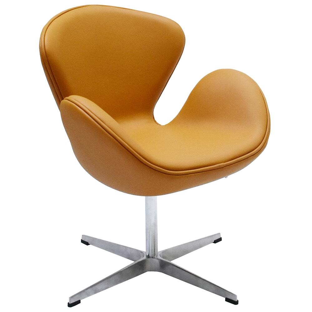 Кресло с мягкими подлокотниками крутящееся оранжевый Swan Chair