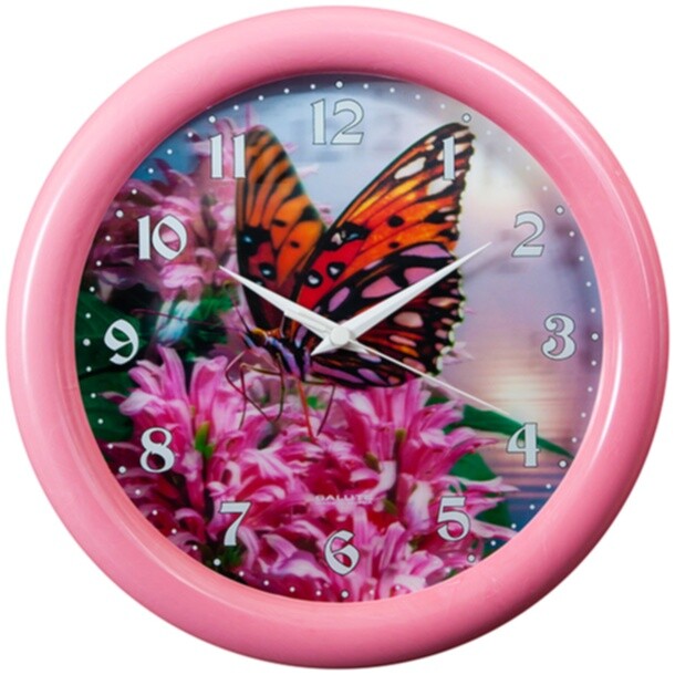 Часы настенные разноцветные П-3Б1.1-723 &quot;Бабочка&quot; 3D