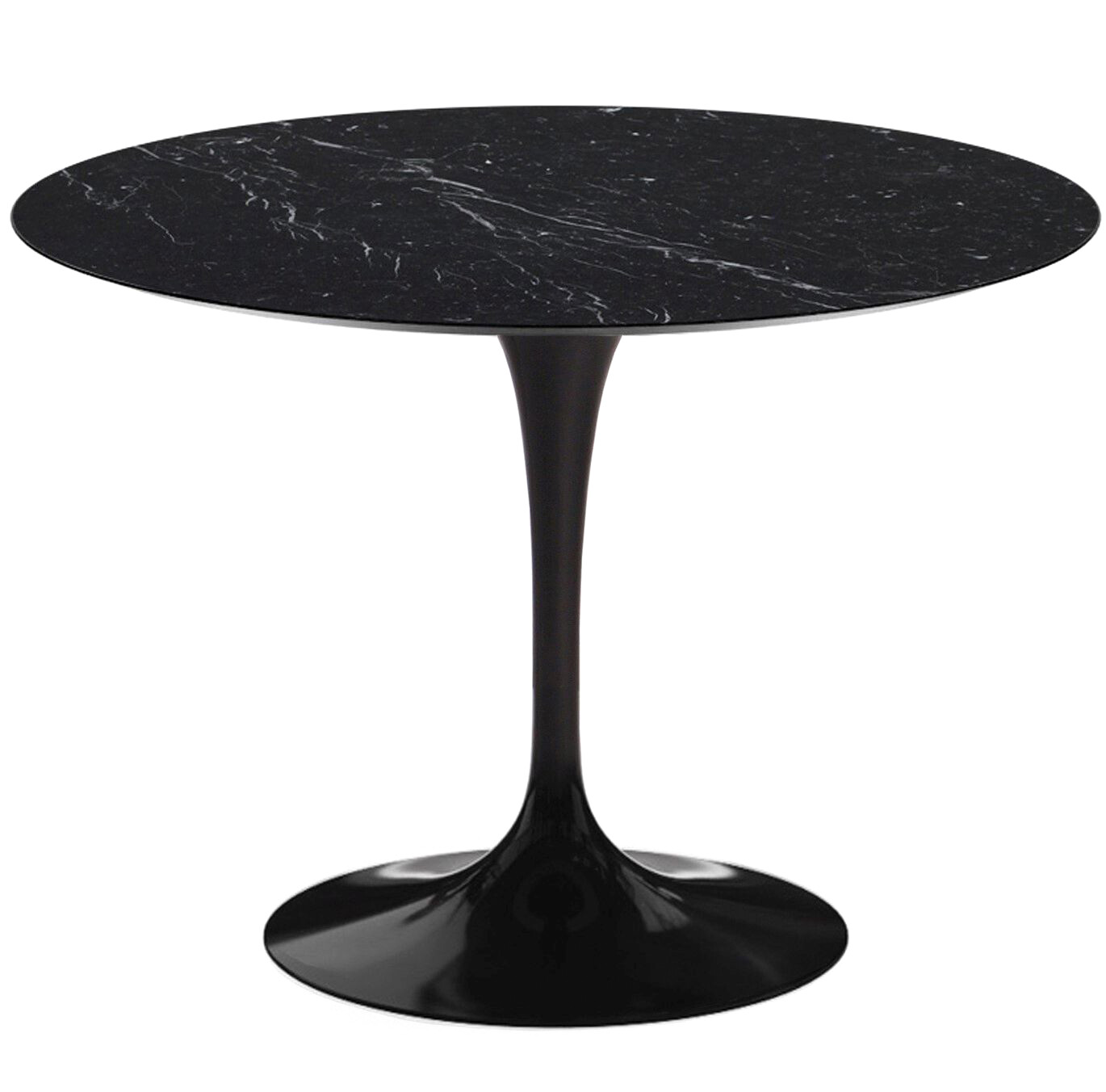 Обеденный стол круглый черный глянцевый с топом керамогранит Nero marquina 100 см Apriori T