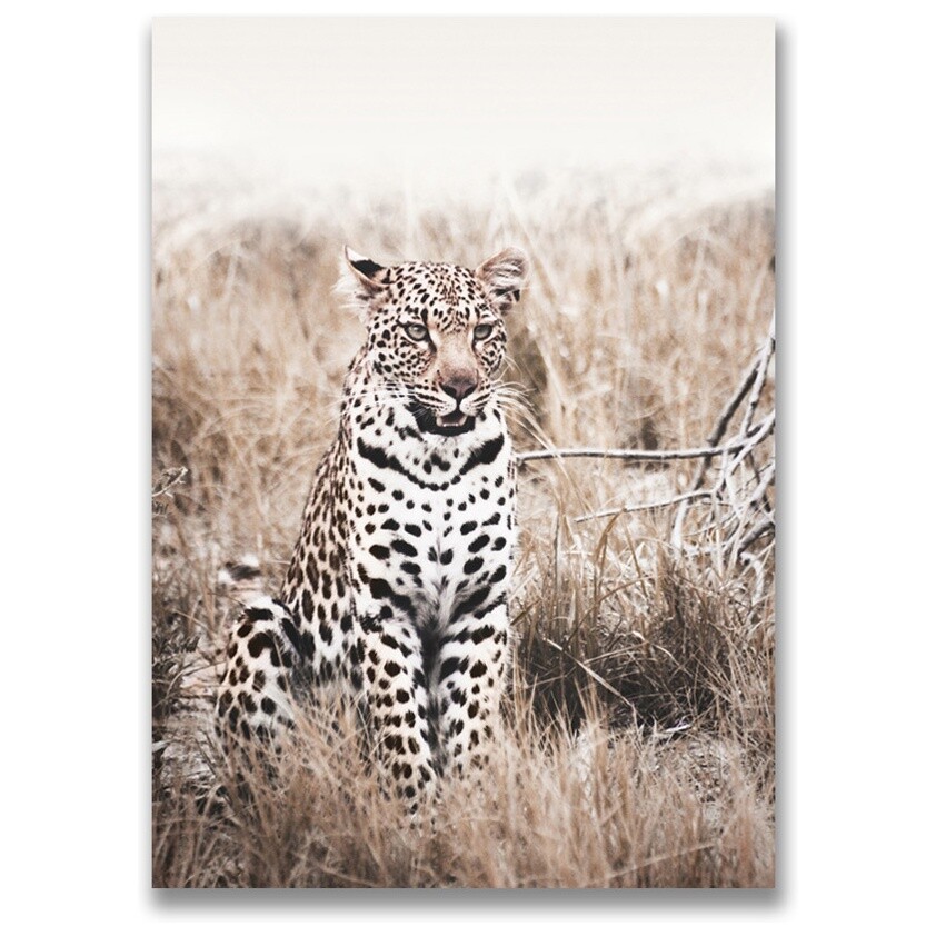 Картина на холсте 50Х70 см бежевая &quot;Леопард №3&quot;