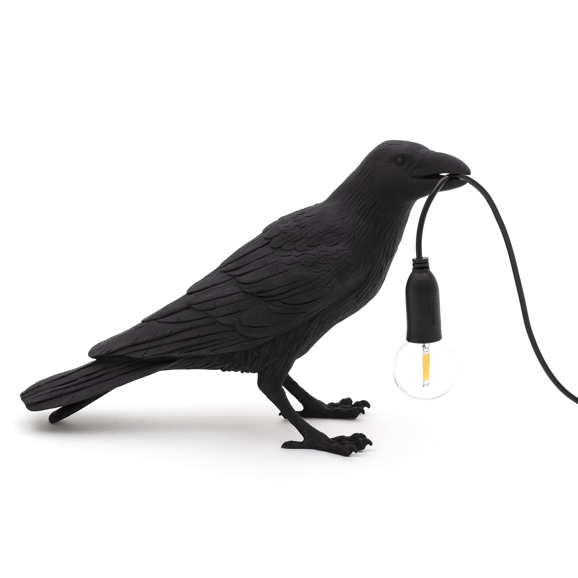 Настольная лампа светодиодная черная Bird Waiting 14735