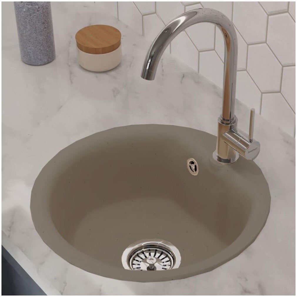 Мойка кухонная круглая 43 см песочная Reflexion Start RX0844SD - изображение 4