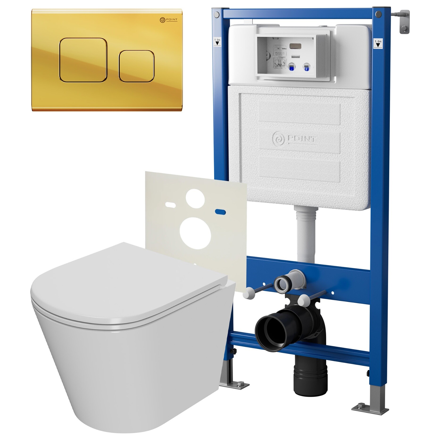 Унитаз PN41061 с инсталляцией PN45120 и клавишей смыва PN44041G Point &quot;Виктория. Афина&quot;