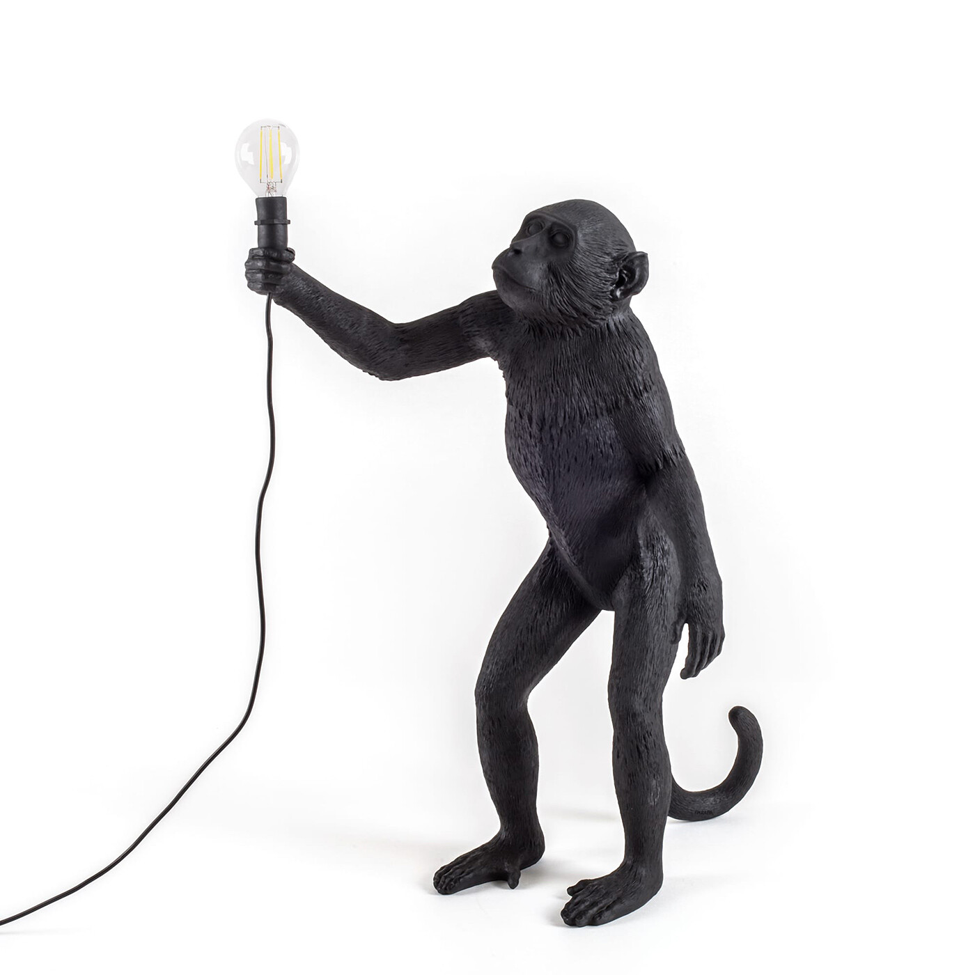 Настольная лампа из смолы черная Monkey Lamp Standing 14920