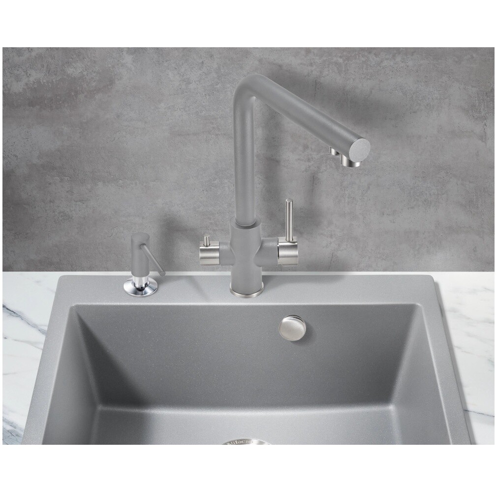 Смеситель для кухни однорычажный с краном для питьевой воды серый металлик Milacio Ultra MCU.553.GR - изображение 5