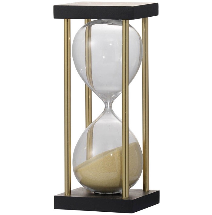 Часы песочные на 30 минут черные, бежевые 10x10x26 см