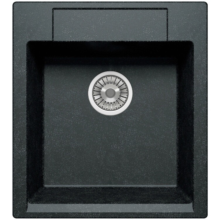 Кухонная мойка кварцевая квадратная черная Tolero Classic R-117 473028