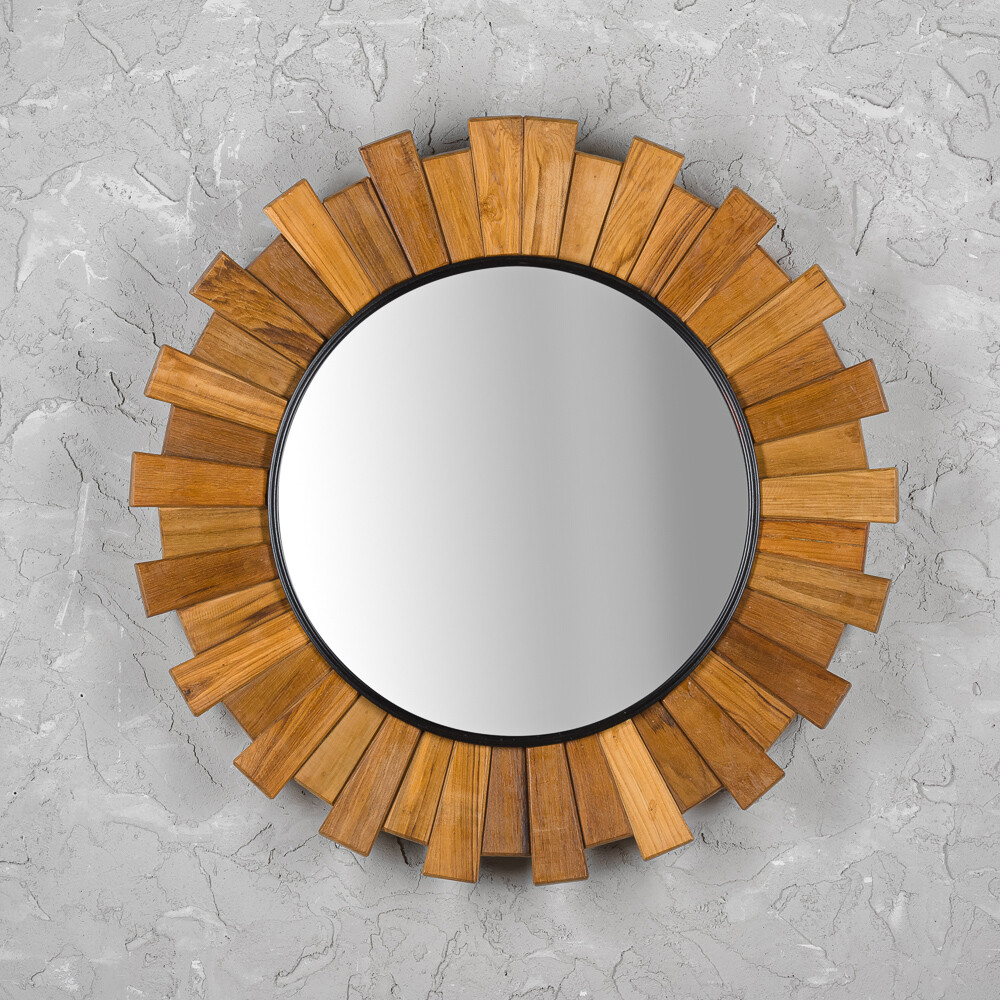Зеркало настенное круглое коричневое 02240
