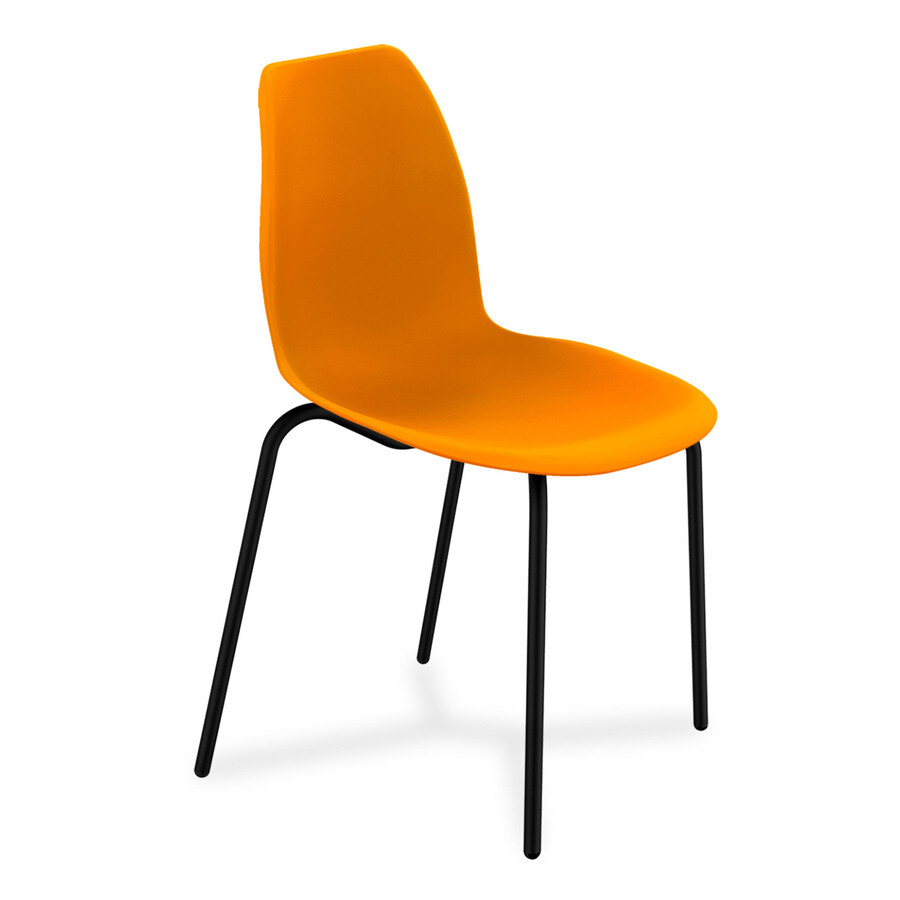 Штабелируемый стул пластиковый на металлических ножках оранжевый, черный муар SHT-ST29-S130 HD