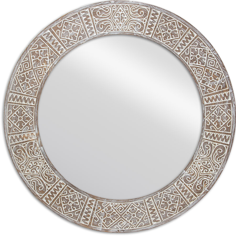 Круглое зеркало в раме 82х82 см грецкий орех Balian
