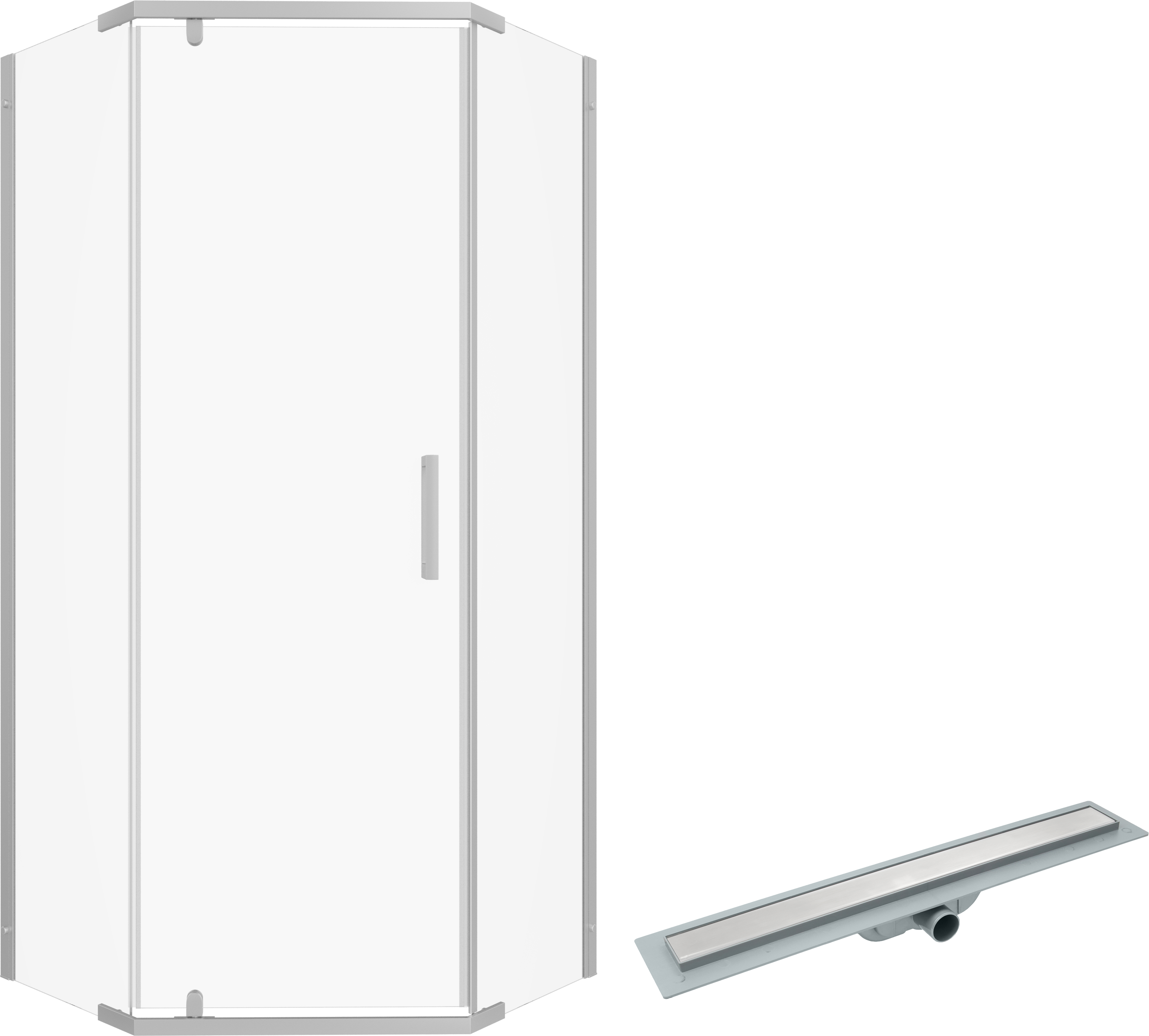 Душевой уголок 90х90 см Diwo &quot;Казань&quot; с линейным трапом CK Drain AQCP11-60 Plain