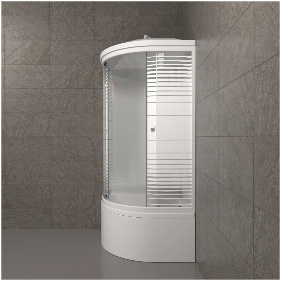 Душевая кабина четверть круга с высоким поддоном 90х90 см белая Triton "Полосы Б" Щ0000061836 - изображение 7