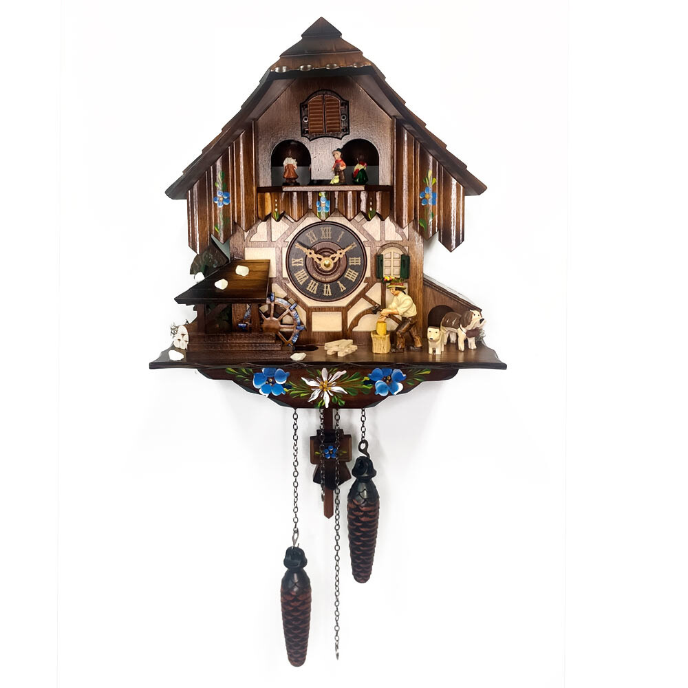 Часы настенные деревянные с кукушкой темно-коричневые 0463-8MT