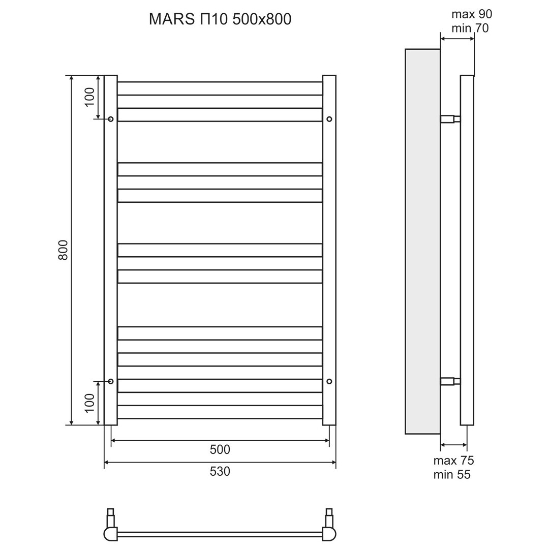 Полотенцесушитель электрический 50х80 см хром Lemark Mars LM35810E П10 - изображение 5