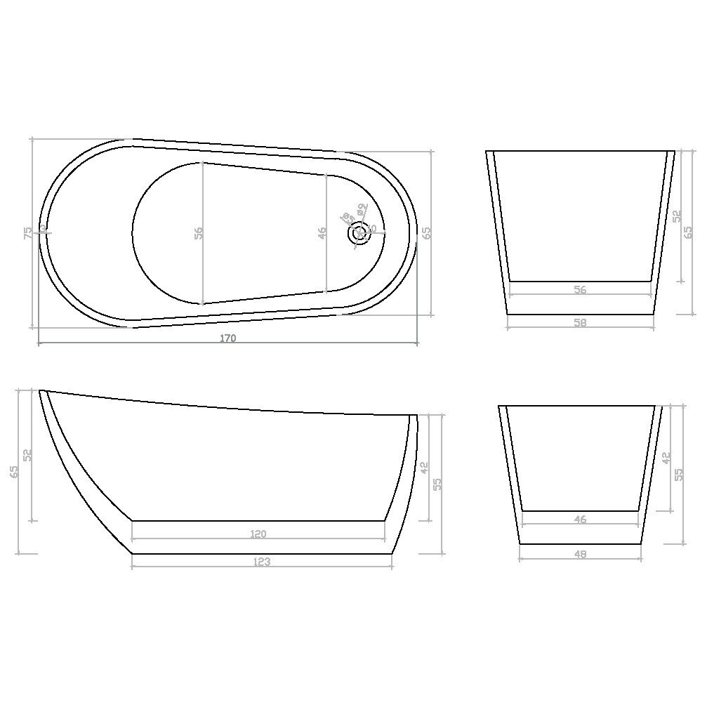 Ванна акриловая белая Cerutti SPA Viva 170 CT9127 - изображение 6