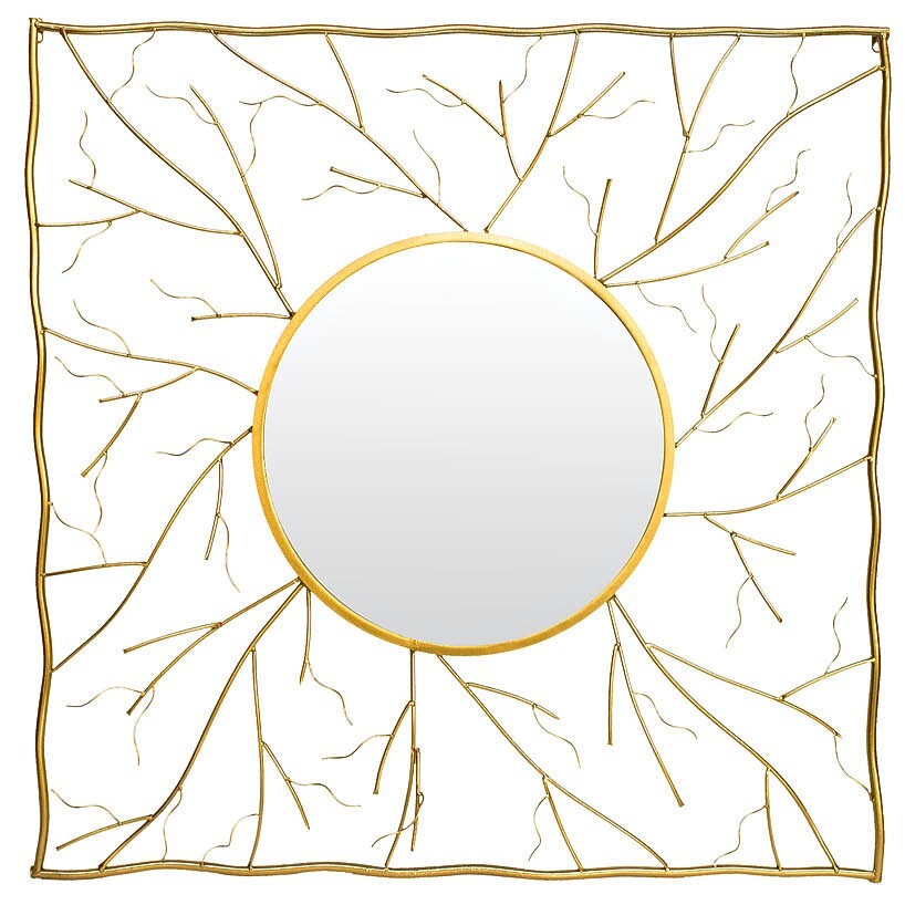 Зеркало декоративное в квадратной золотой раме