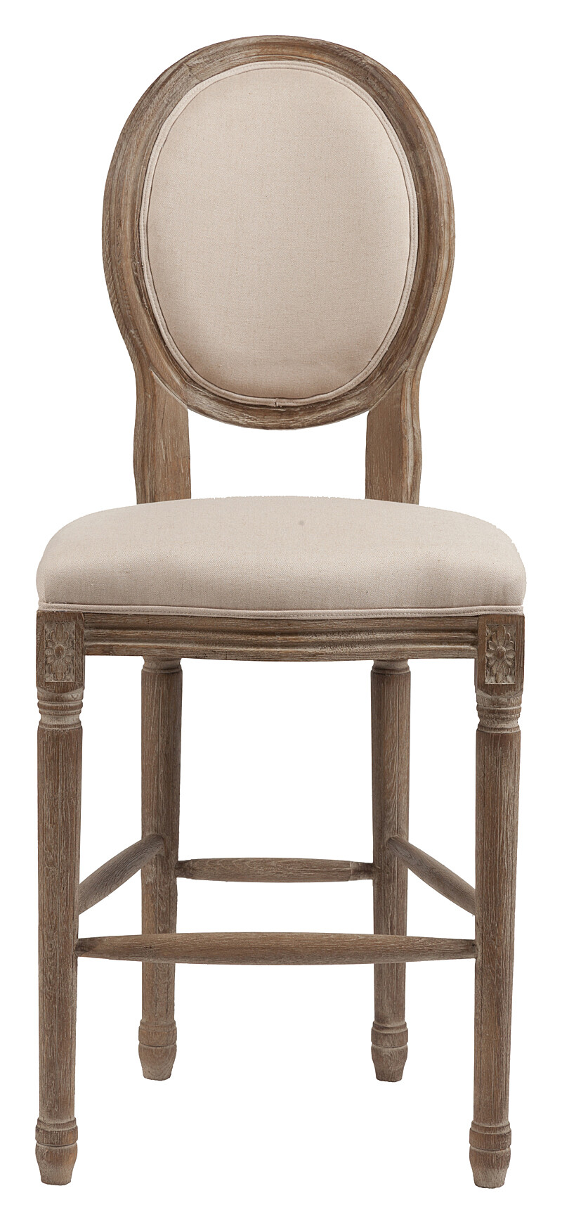 Барный стул деревянный мягкий кремовый лен Vintage French Round