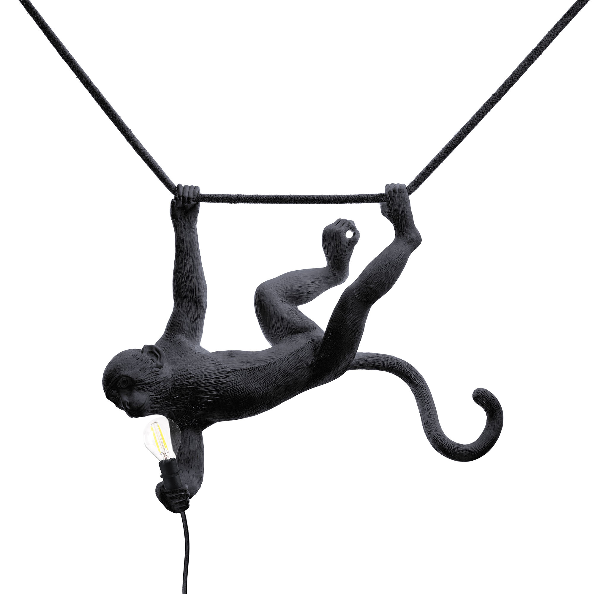 Светильник подвесной из смолы черный The Monkey Lamp Swing 14916