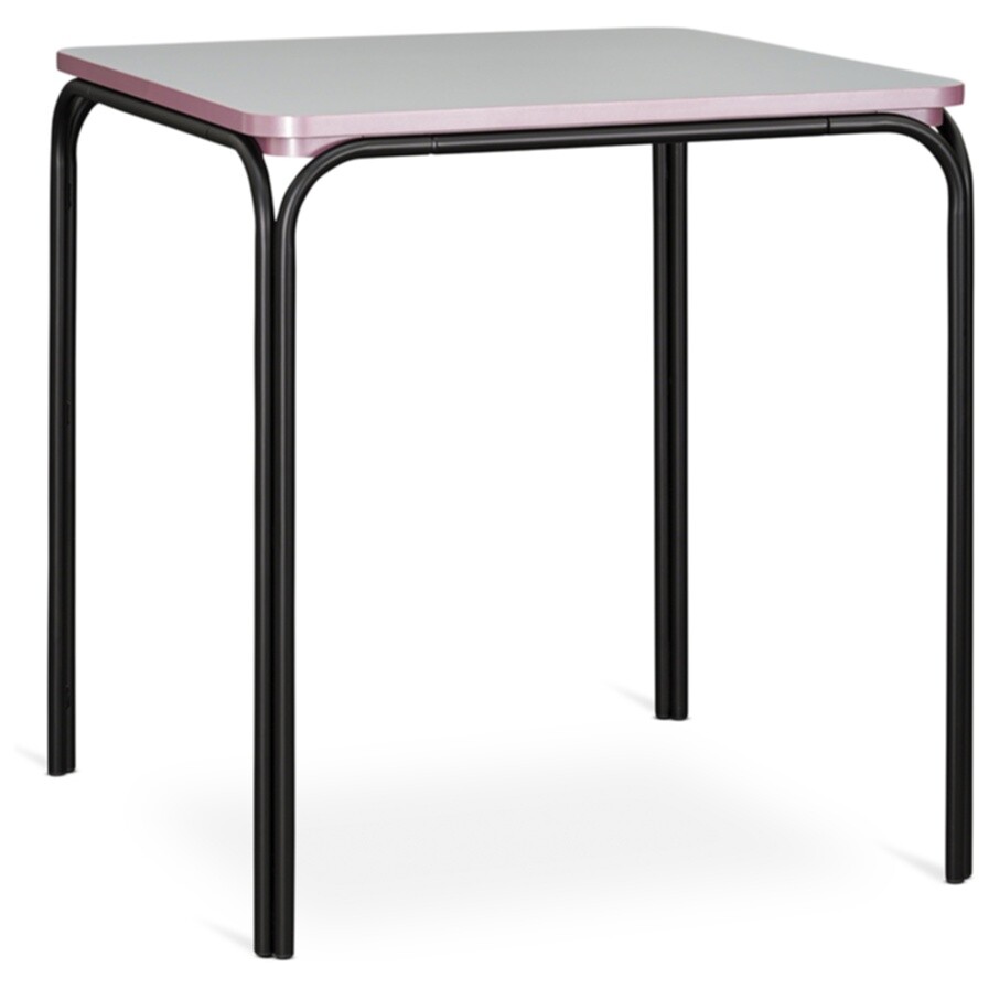 Стол обеденный квадратный на металлических ножках 70х70 см серо-розовый, черный Ror