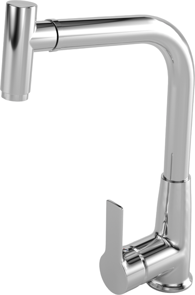 Смеситель для кухни с выдвижным изливом хром Mega Life MG-TK09 - изображение 10