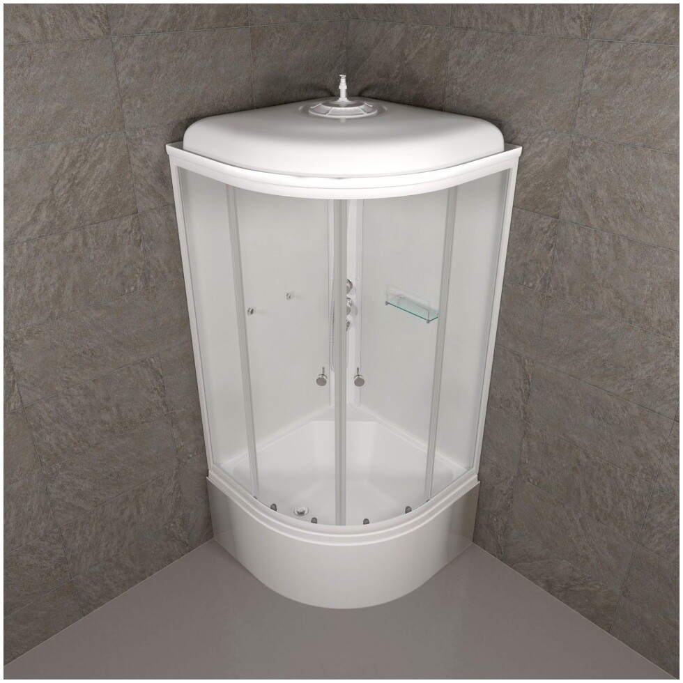 Душевая кабина четверть круга с высоким поддоном 90х90 см белая Triton "Ультра Б" Щ0000061837 - изображение 4