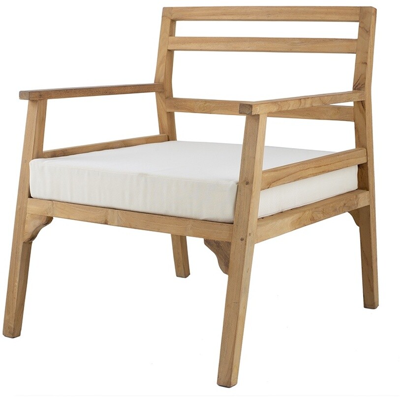Кресло деревянное с мягким сиденьем коричневое, белое