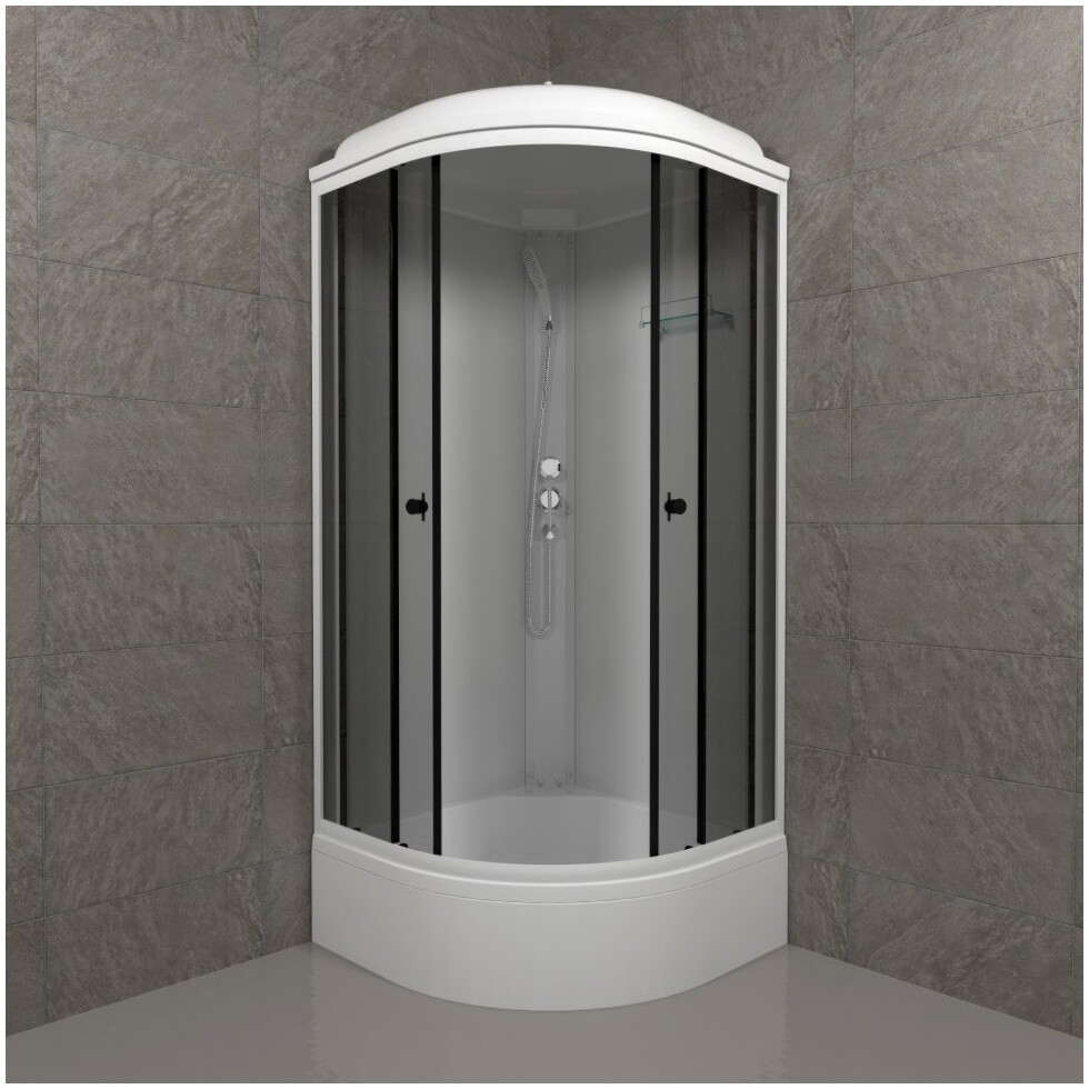 Душевая кабина четверть круга со средним поддоном 90х90 см белая Triton "Грэй В" Щ0000066463 - изображение 4