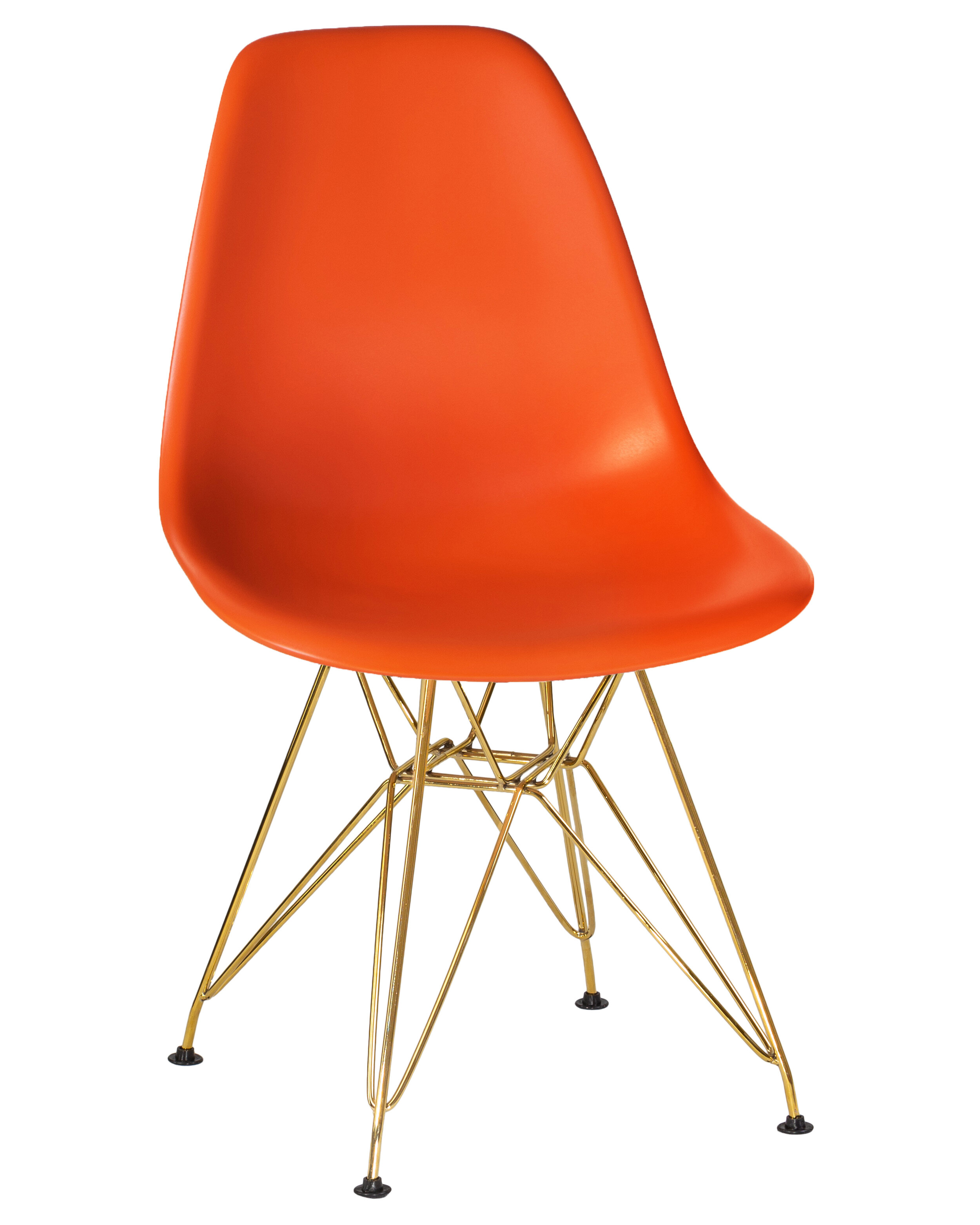 Обеденный стул с золотыми ножками оранжевый DSR