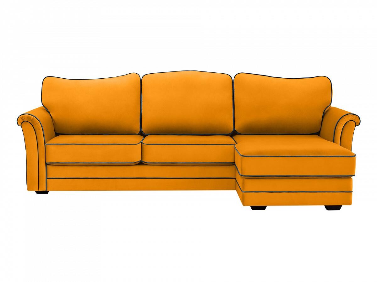 Угловой диван-кровать с оттоманкой правый желтый с черным Sydney
