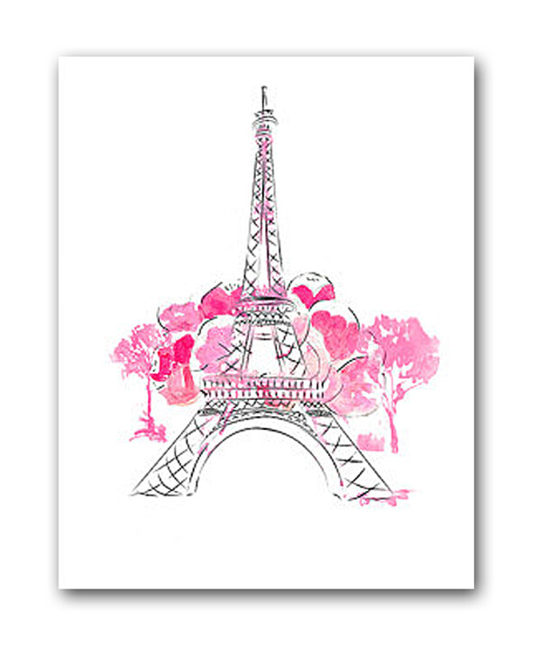 Постер Paris А4 (розовый)