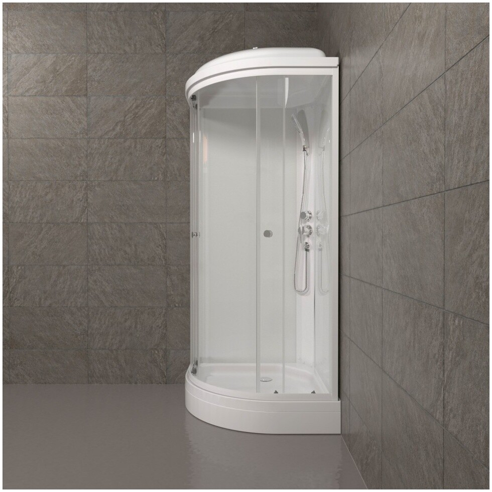 Душевая кабина четверть круга с низким поддоном 88х88 см белая Triton "Экстра А" Щ0000062582 - изображение 6