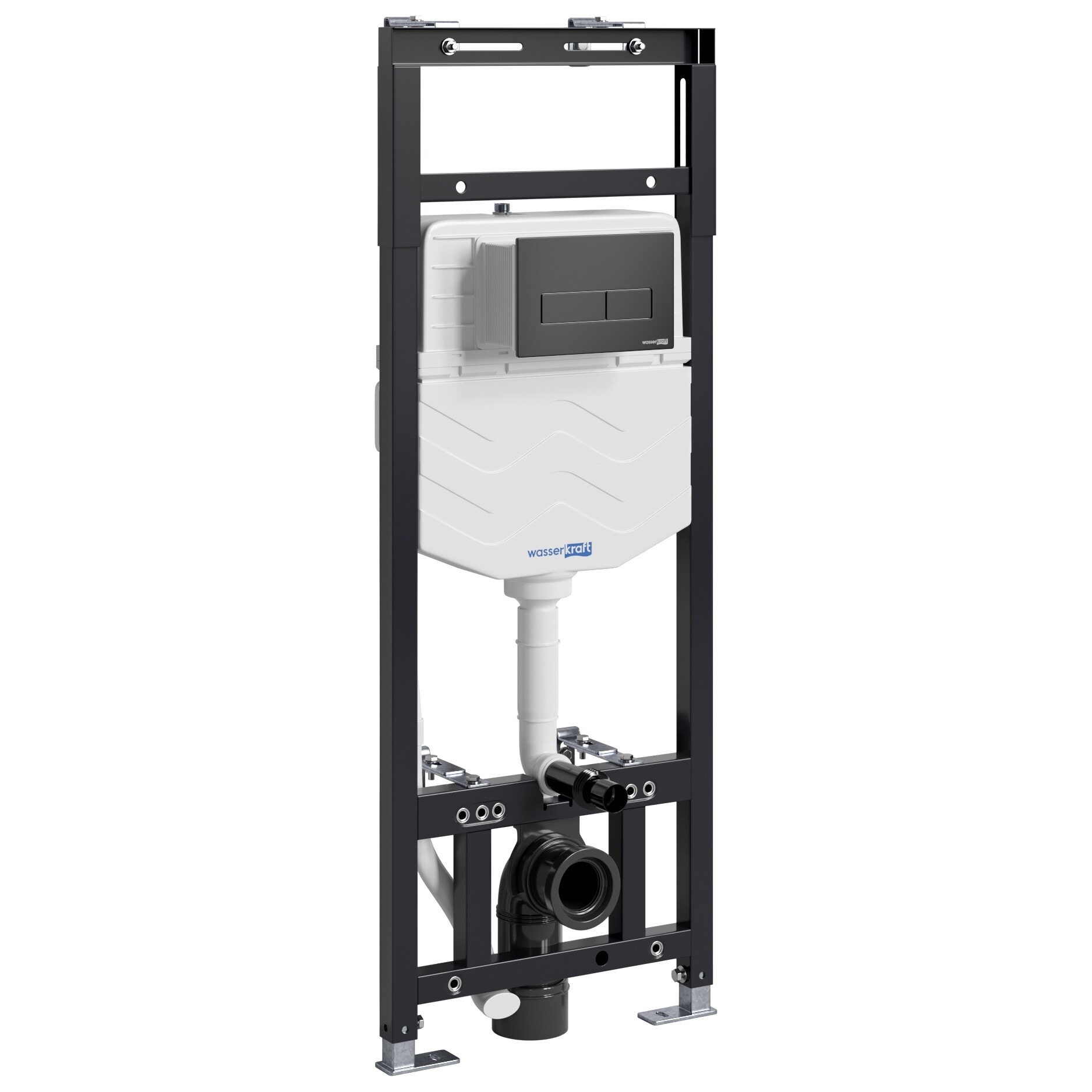 Инсталляция для подвесного унитаза с черной матовой кнопкой Wasserkraft Alme 15TLT.010.ME.MB03