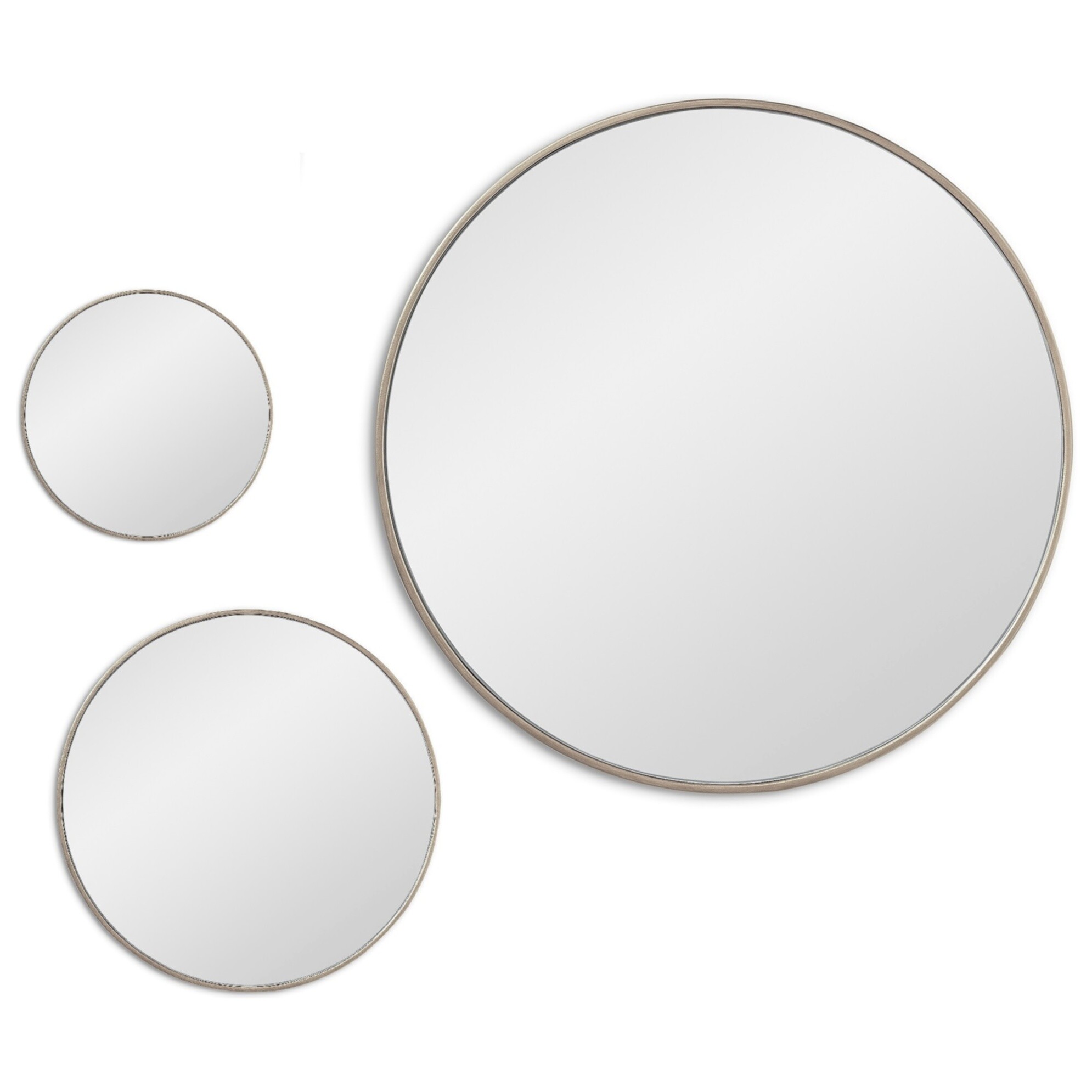 Зеркала настенные круглые в тонкой раме 3 шт серебро Mars Silver