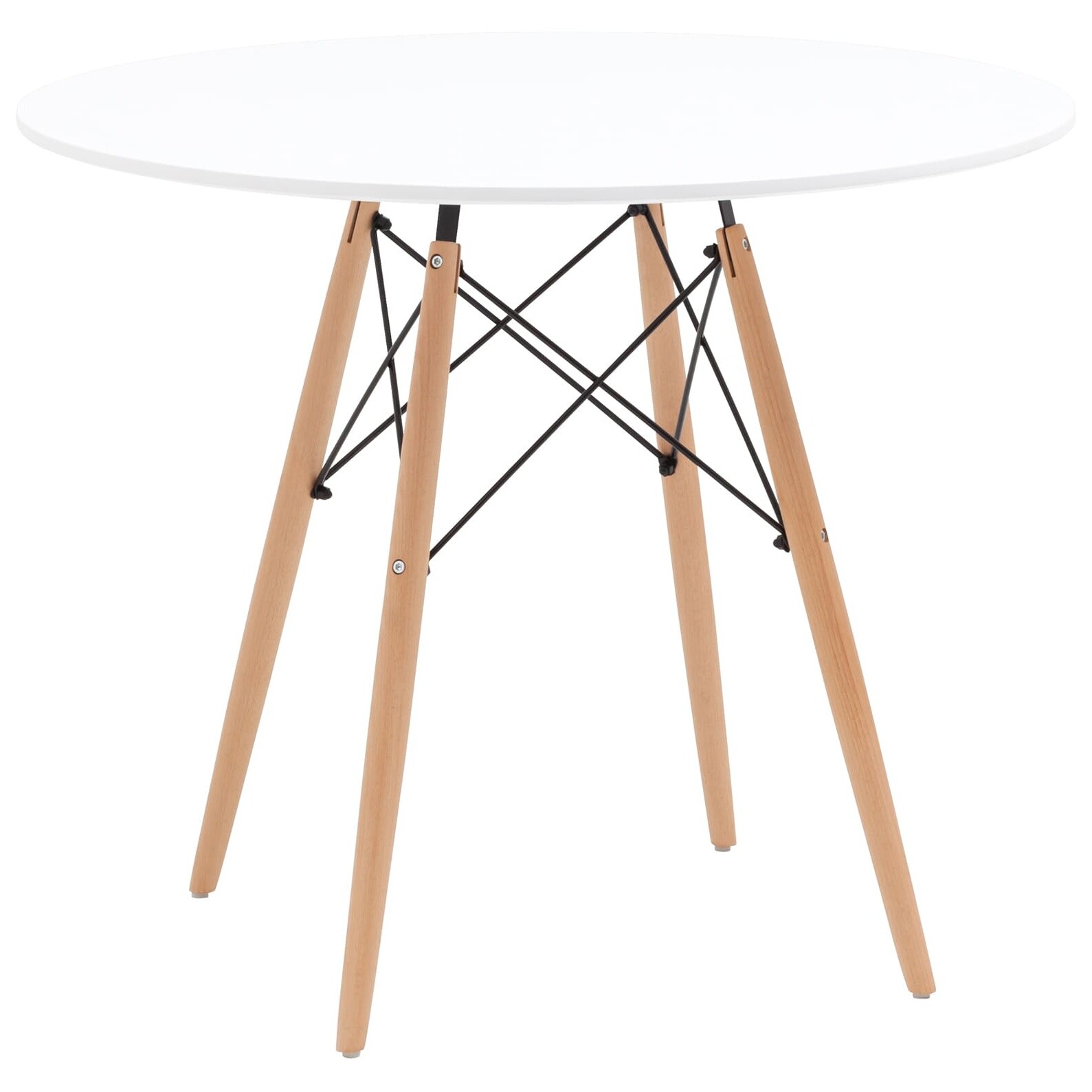 Обеденный стол круглый на деревянных ножках 90 см белый DSW New
