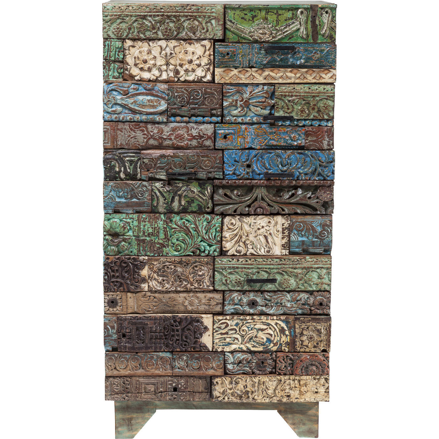 Шкаф для одежды деревянный с резьбой серо-голубой 72 см Shanti Surprise 81104