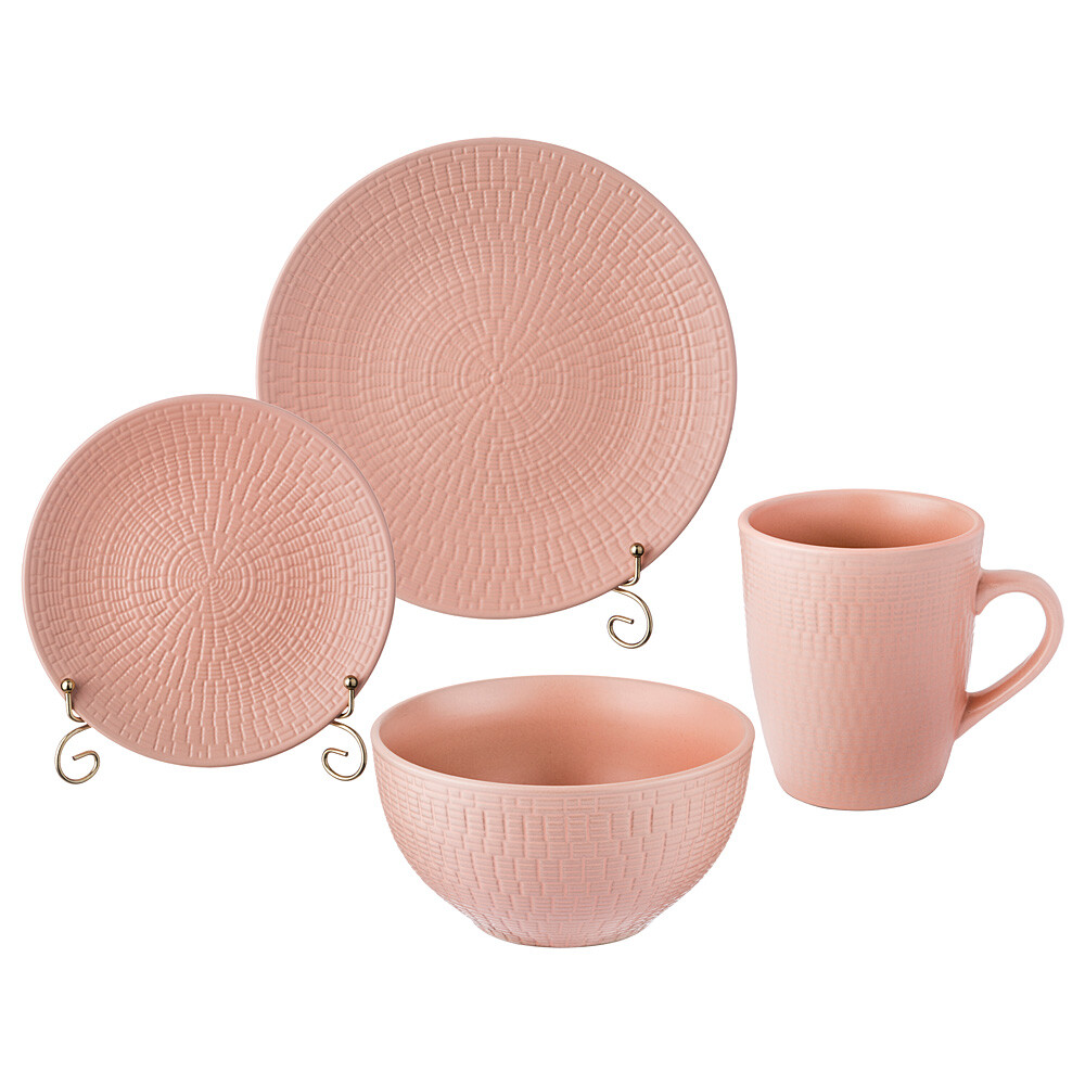 Сервиз столовый керамический 16 предметов розовый Lefard