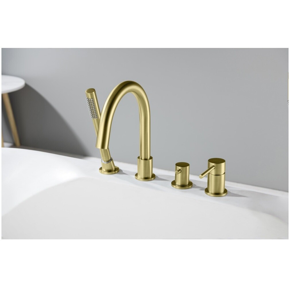 Смеситель на борт ванны шлифованное золото Aquatek "Европа" AQ1348BG - изображение 6